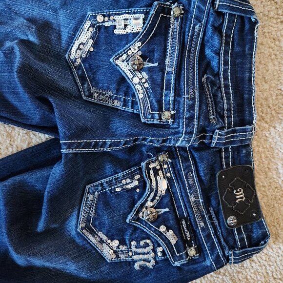 Miss Me Jeans Dark Blue Wash  Bootcut Style Size 25 - Picture 2 of 9
